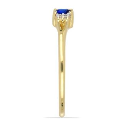 BUY 14K GOLD REAL BLUE SAPPHIRE GEMSTONE WITH WHITE DIAMOND CLASSIC RING